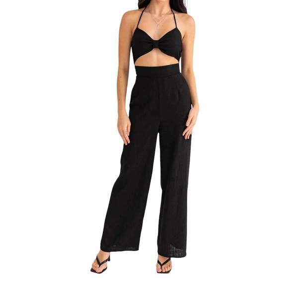 NEW LE LIS halter jumpsuit in black - Picture 1 of 1